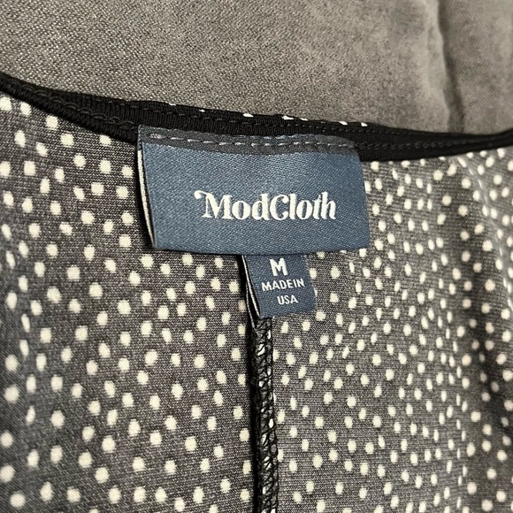 ModCloth black white speckled long sleeve stretchy maxi dress with polka dots - Picture 2 of 7